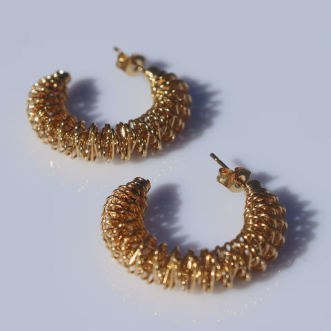 Steel Me YG Ziggy Hoop Earrings -30mm