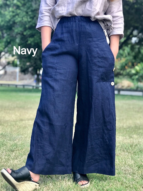 Angel Lace-Linen Wide Leg Pants