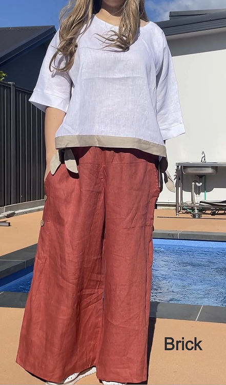 Angel Lace-Linen Wide Leg Pants