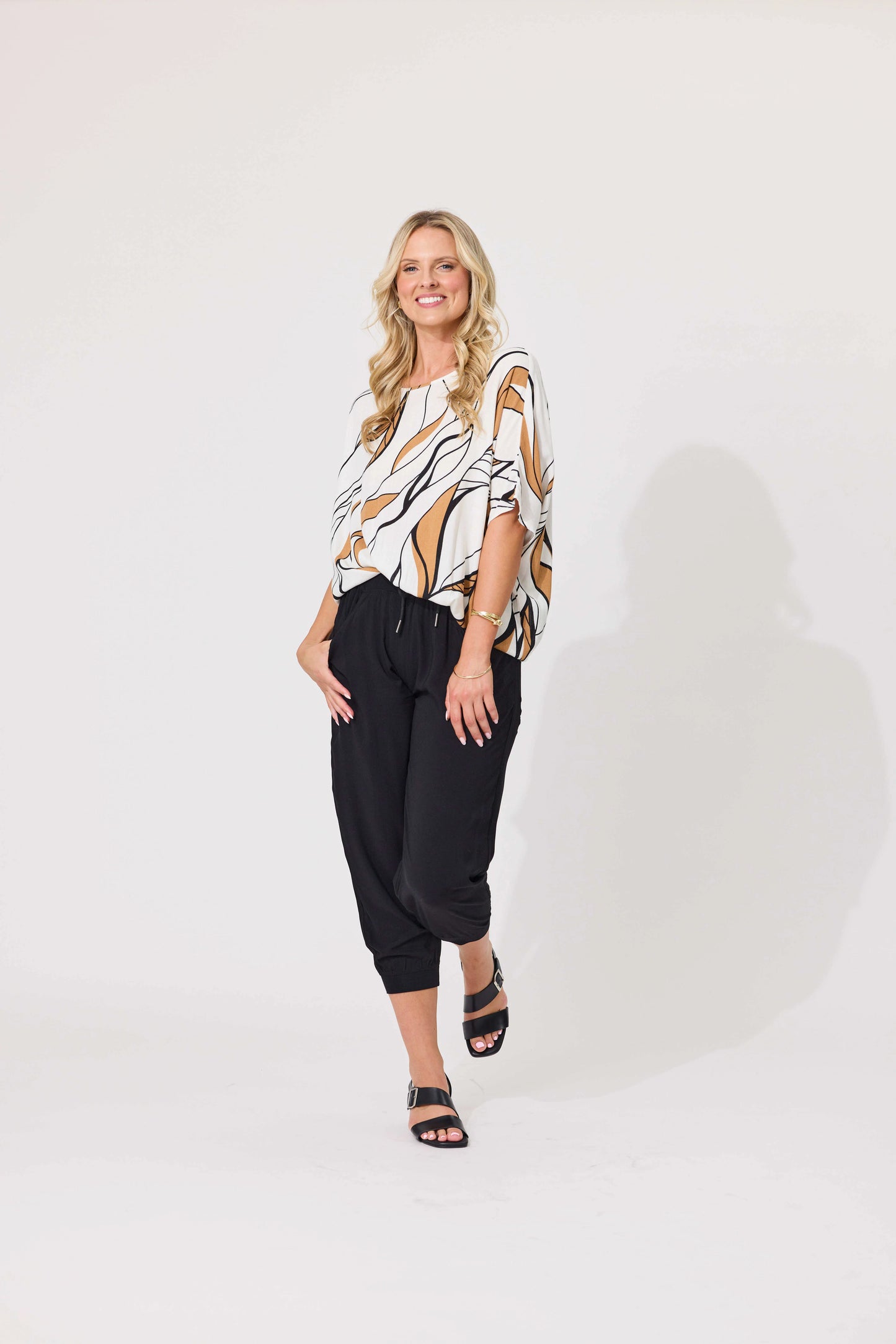 Alessa Print Top - Leafy White