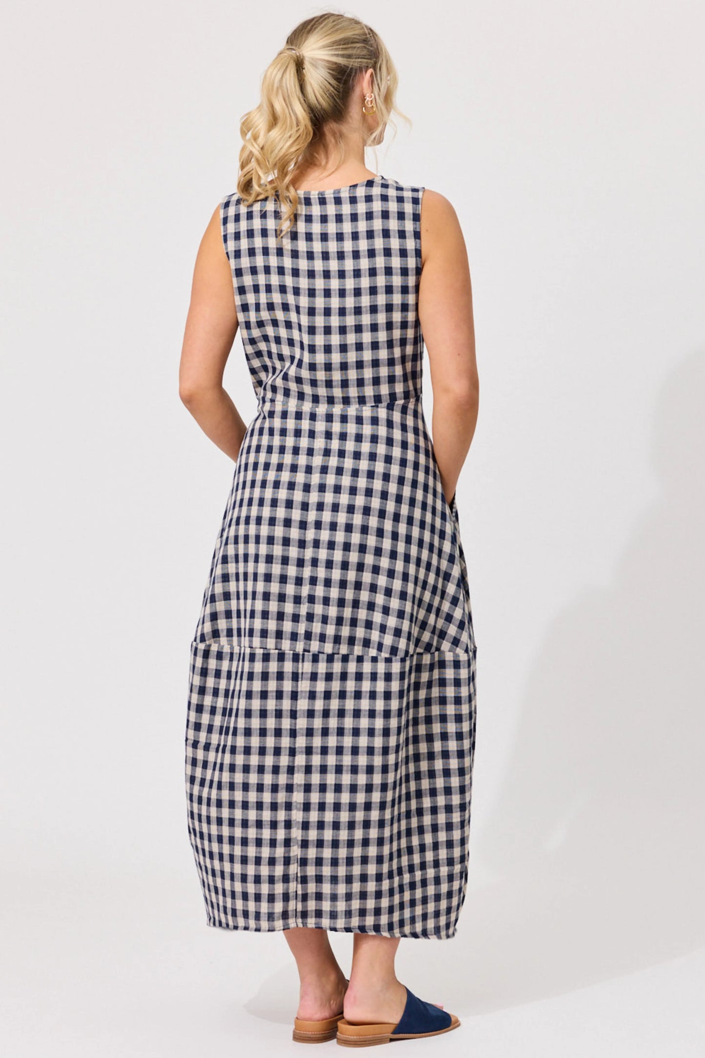 Antonia Dress - Navy Gingham