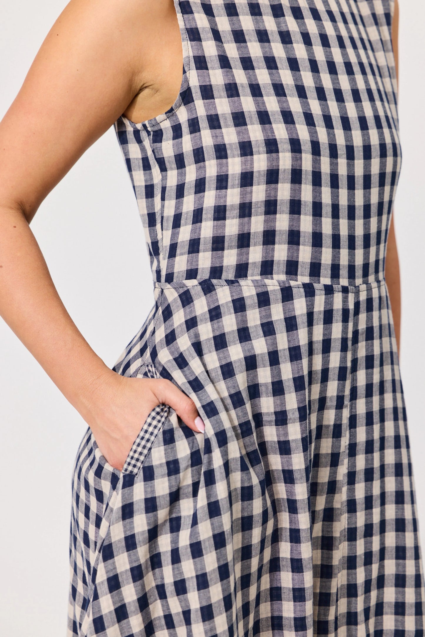 Antonia Dress - Navy Gingham
