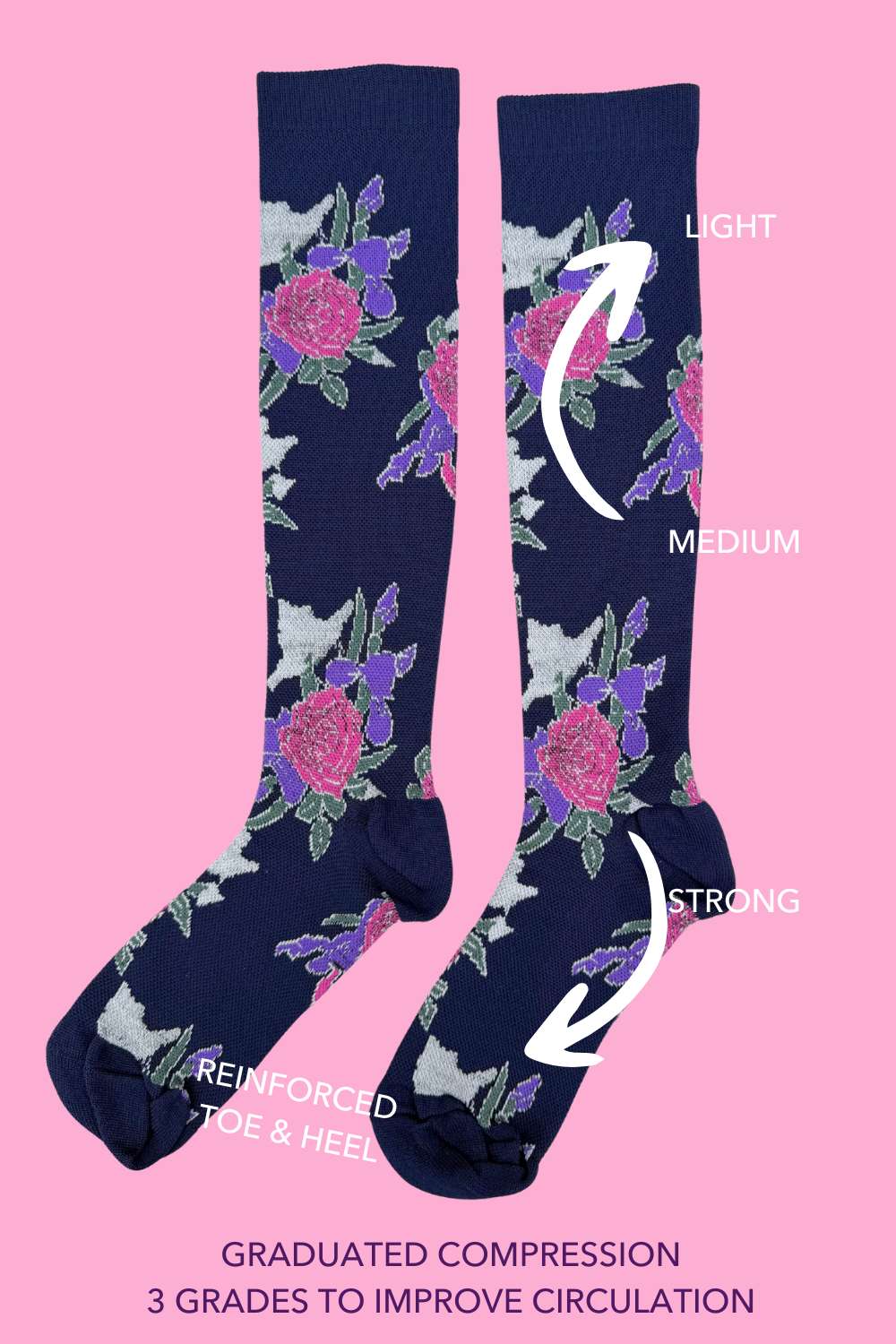 AS - Compression Socks - Navy Botanica