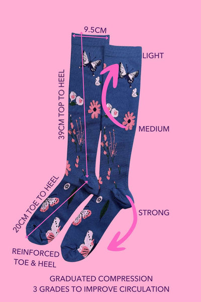AS - Compression Socks - Navy Floral