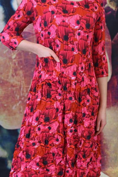 Nancy Pleated Dress - Cerise