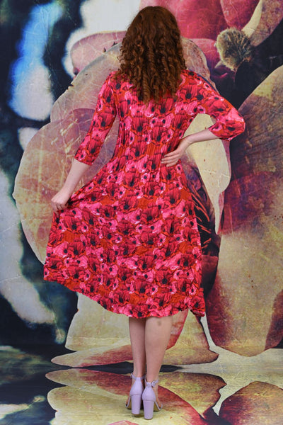 Nancy Pleated Dress - Cerise