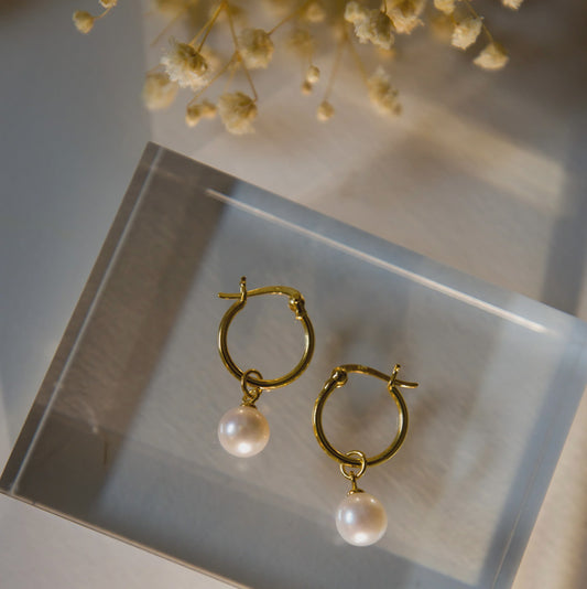 Silver Perle FW 8mm YG Hoop Earrings