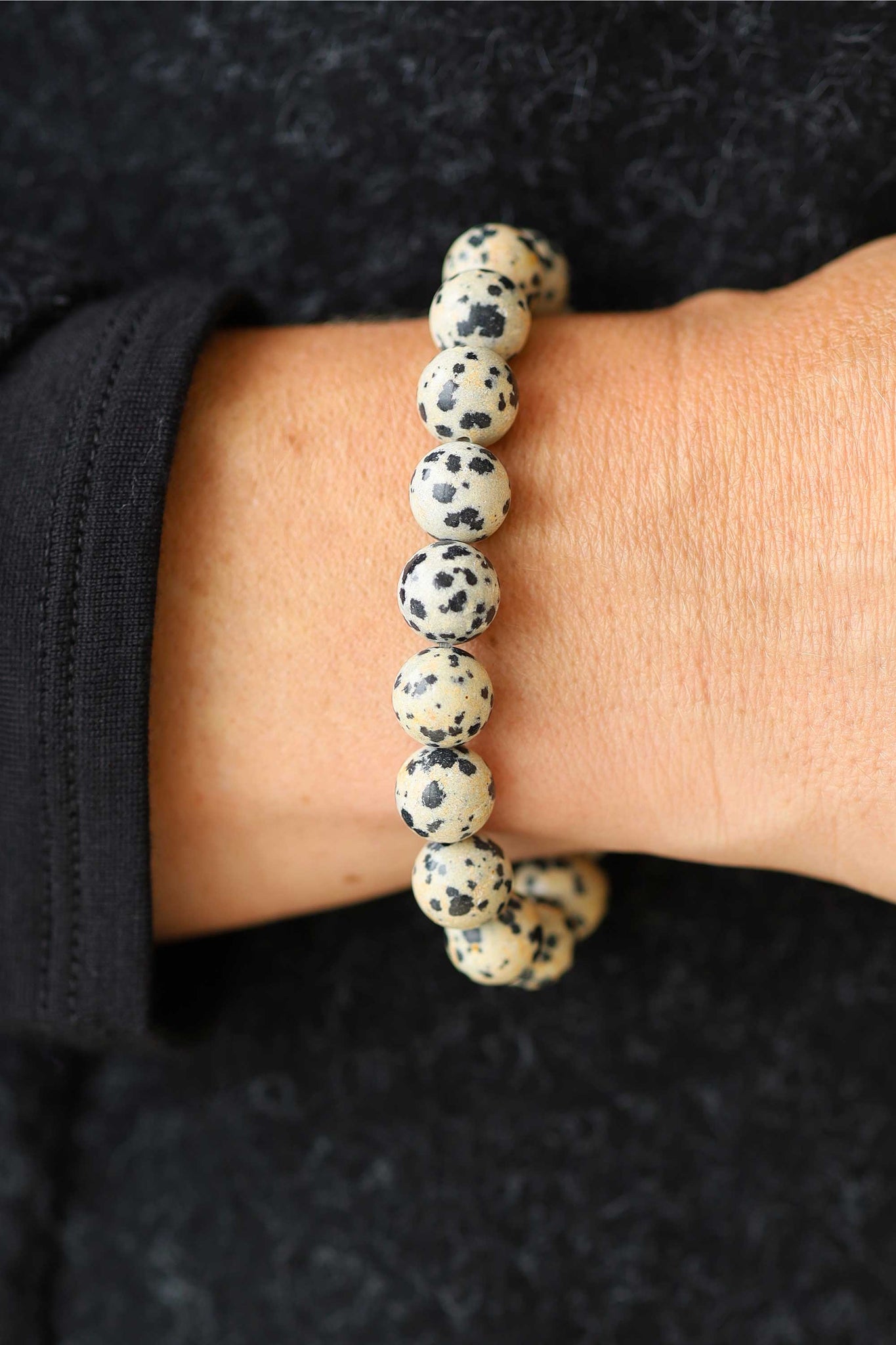 Genuine Agate Stone Dalmatian Bracelet