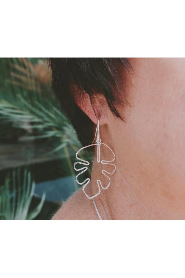 Bijoux Leaf Sterling Silver Hook Earrings