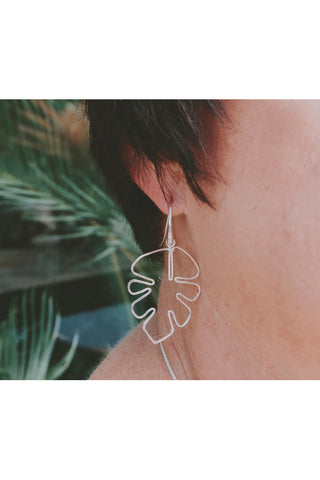 Bijoux Leaf Sterling Silver Hook Earrings