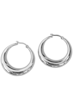 Hooplah Silver Hollow Hoop Earrings 40mm