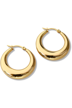 Hooplah Yellow Gold Hollow Hoop Earrings 30mm