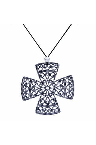 Lacey Black Cross Necklace.