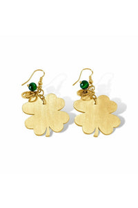 Lucky 4 Leaf Clover Yellow Gold Earrings Large