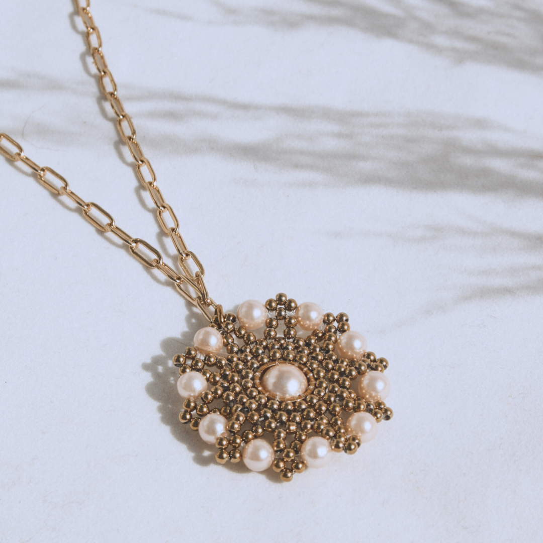 Steel Me Yellow Gold Rosette Necklace
